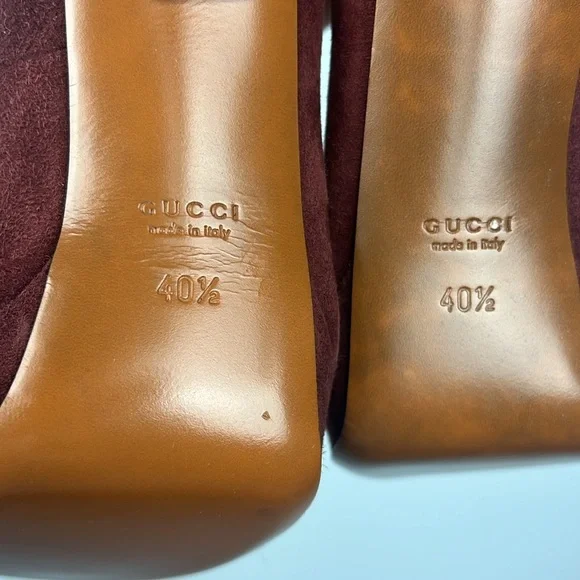 Gucci Betty classic t-strap burgundy high heel suede leather shoes size 40.5 - Picture 11 of 11